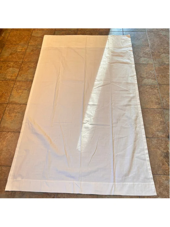 Pottery Barn White Cotton Curtain Panel Cotton Textured Set 2 Wide Cuff