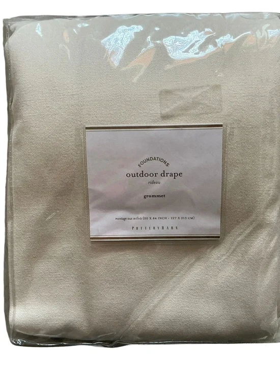 Vintage Pottery Barn outdoor drape curtain beige 50x84”