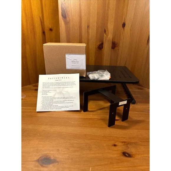 Pottery Barn Metal Frame Risers Black Wall Mount Brackets Set of 2 NIB