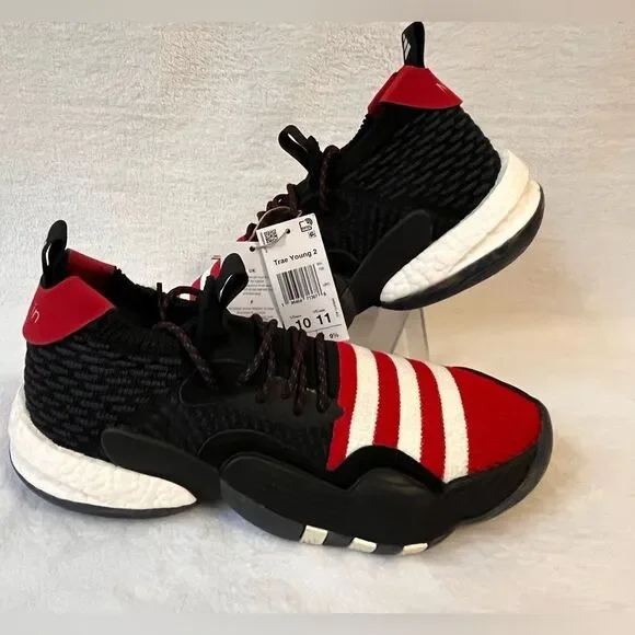 Adidas Men's  Young 2.0 Basketball Shoes Black Red Size10 NEW