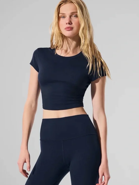 Women’s Navy Crop Short-Sleeve Top