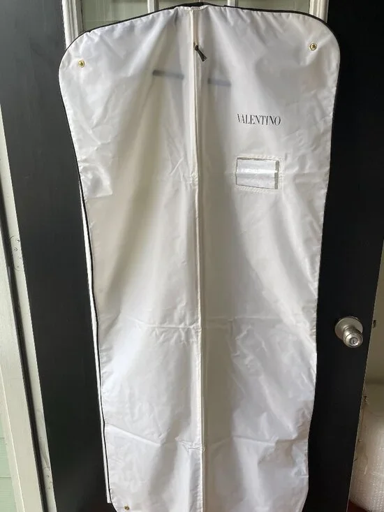 Valentino White Nylon Garment/Travel Bag-Zip Storage