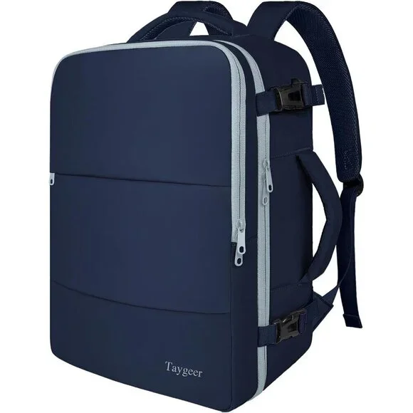 Taygeer Women's Gray Blue Travel Backpack Carry On 15.6inch Laptop Backpack