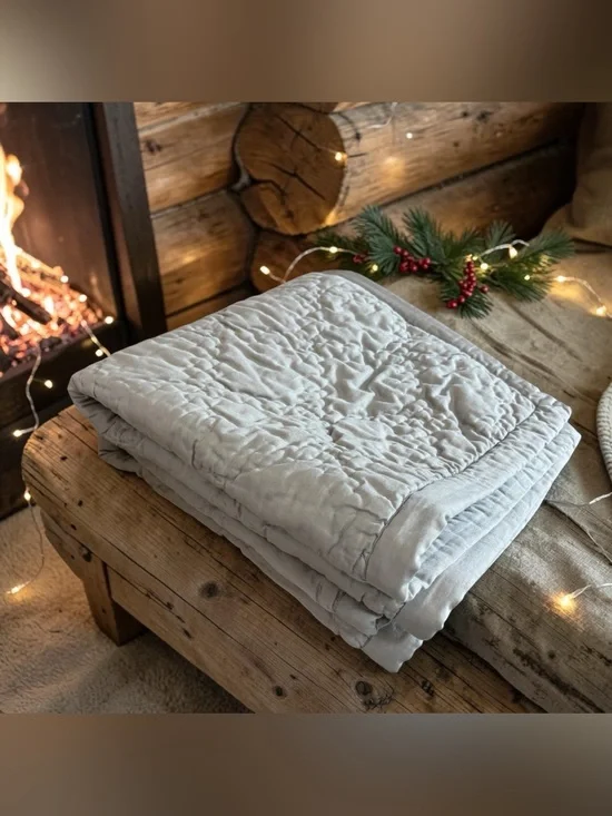 2 Pottery Barn Quilted Euro Pillow Shams Light Gray Double Hand Stitched Diamond