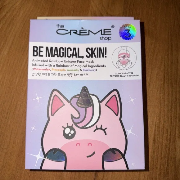 NEW The Creme Shop Set of 3 Be Magical- Rainbow Unicorn Face Mask Factory Sealed
