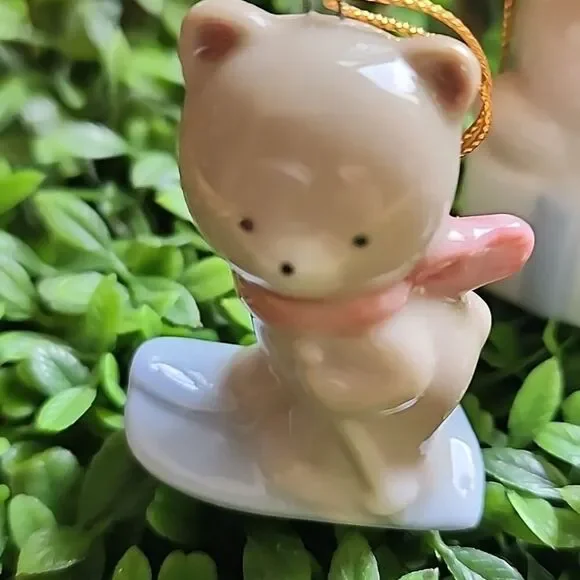 Vintage Russ Pastel Bear Ornaments Set Of 4