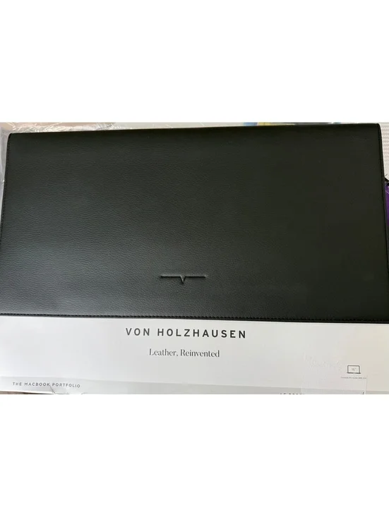 Von Holzhausen The MacBook Portfolio 16” Black Vegan Leather Laptop Sleeve Case