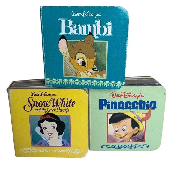 Vintage 1999 Disney‎ Book Block Board Books Bambi Snow White Pinocchio Set of 3