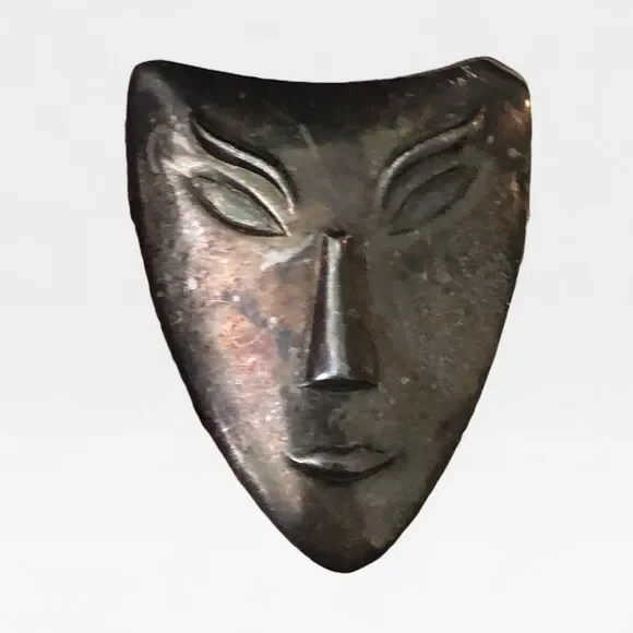 Stamped Sterling Silver 925 Mask Brooch