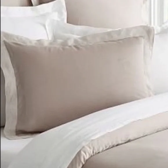 Pottery Barn Tencel Pillowcases Shams x2 in Taupe Color Standard Size