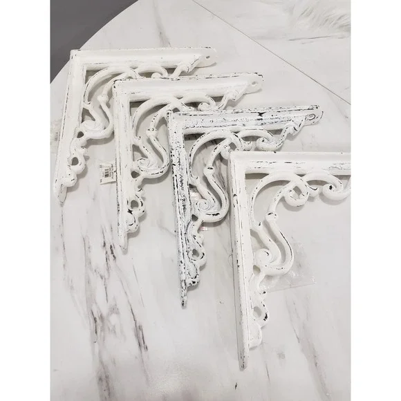 4 Pottery Barn Open Scroll Wall Bracket White 8x9 LOT cottagecore victorian SET