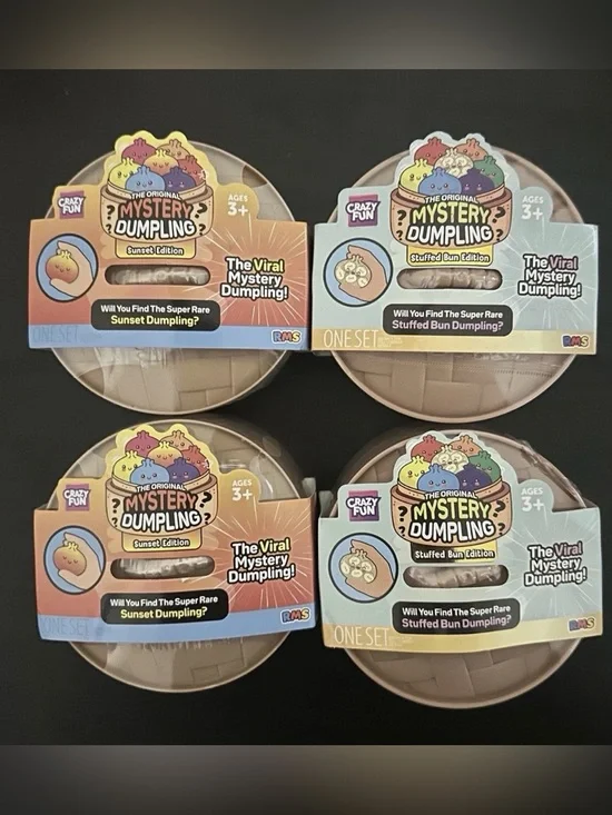 Squishy Dumpling Bun - Sunset & Stuffed Edition - RMS Crazy Fun NEW REAL 4 PACK