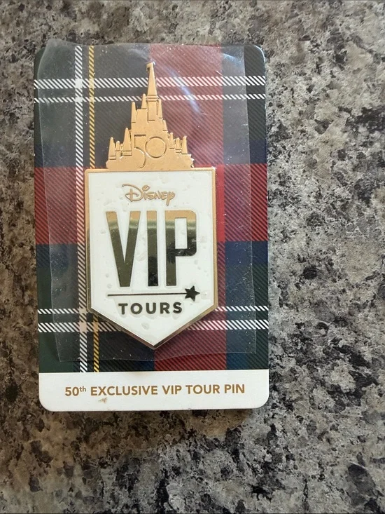 Disney VIP Tours 50th Anniversary Gold and White Enamel Pin