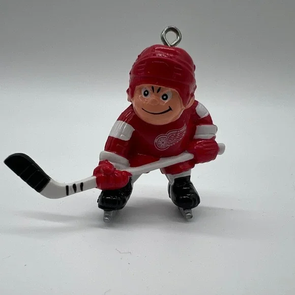 Vintage 1986 Lil Sports Brat Detroit Red Wings Hockey Player Ornament NHL Red