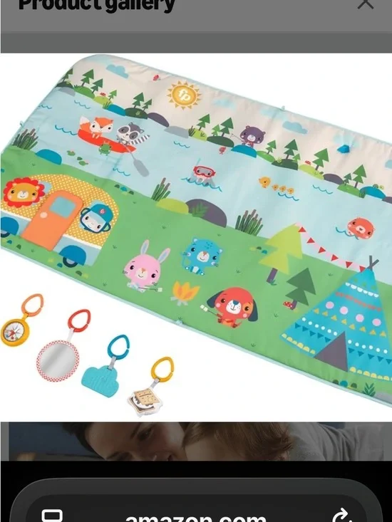 Fisher-Price Green & Blue Forest Animal Play Mat with Clip-On Toys