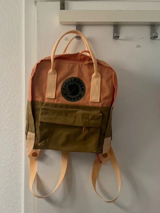 Fjallraven Kanken Mini Two-Tone Peach and Olive Backpack