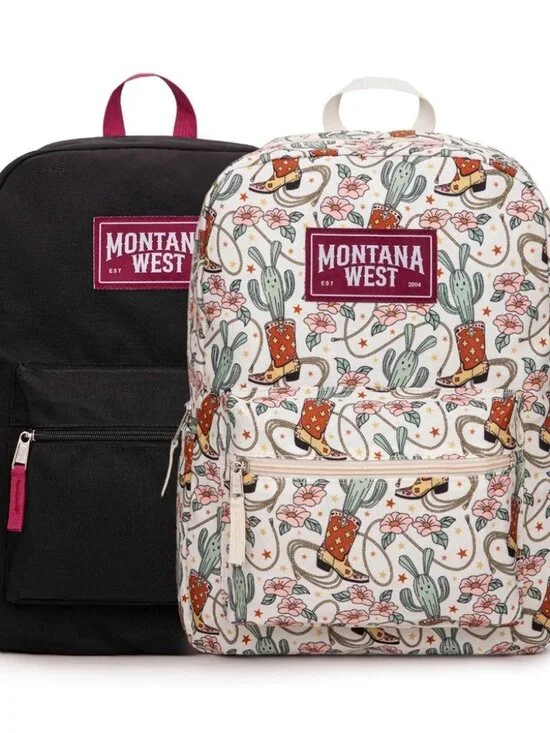 Montana West Cowboy Boots Cactus Print Backpack -2Pcs Set - Khaki