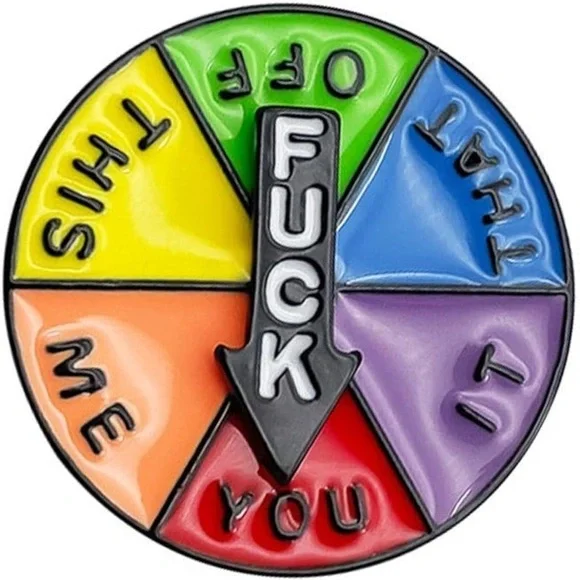 Women’s Jewelry Funny Colorful F*** Spinner Enamel Pin with 6 Words to Land On