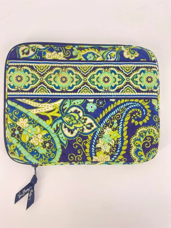 Vera Bradley Tablet Case Rhythm & Blues Paisley Blue Green Zip Sleeve