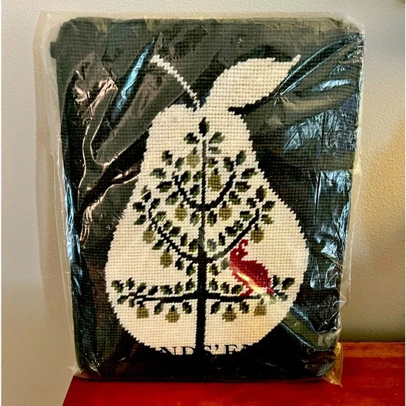 Lands End Needlepoint iPad Case Partridge Pear Green NWT