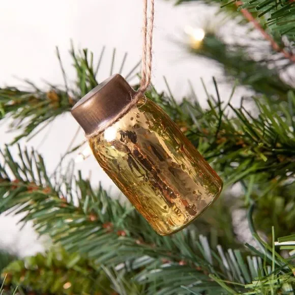 Glass Mini Mason Jar Hanging Christmas Ornaments