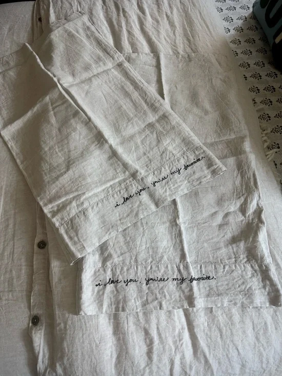 Pottery Barn Linen Embroidered Pillow cases (2)