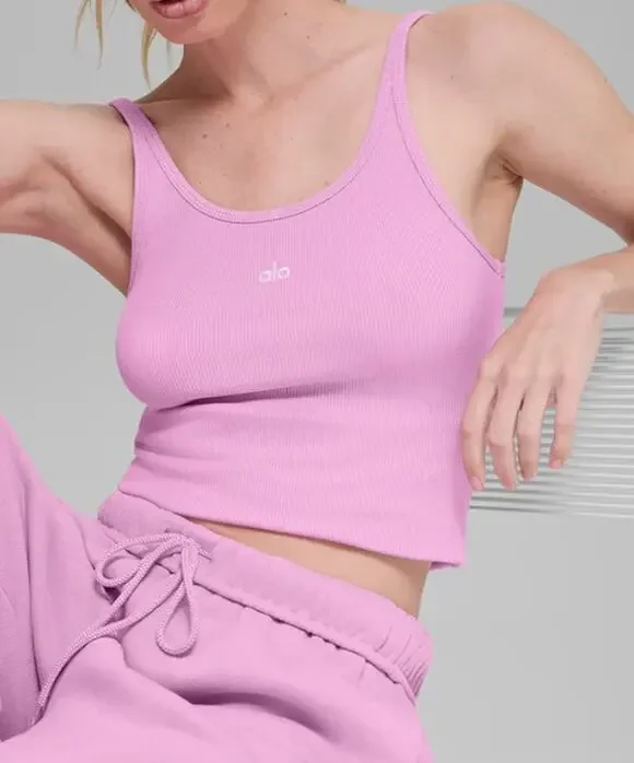 Alo Ribbed Prosper Tank Top Candy Heart Pink Small