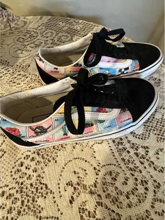 Vans Unisex Old Skool Loteria Multi True White Shoes, Size: 5Men/6.5 Women