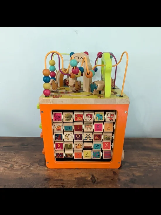 Orange Multi-Activity Wooden Alphabet Cube Toy
