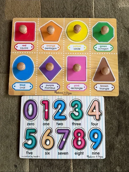 Melissa and Doug  . TWO educational learning wooden boards for kids.