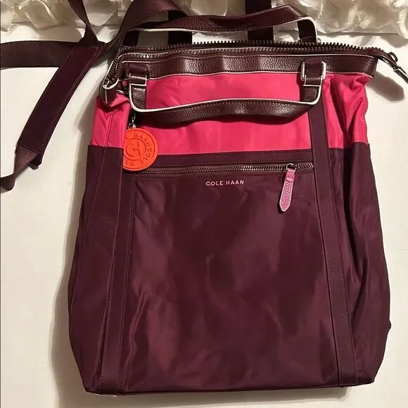 Cole Haan Maroon and Pink Backpack