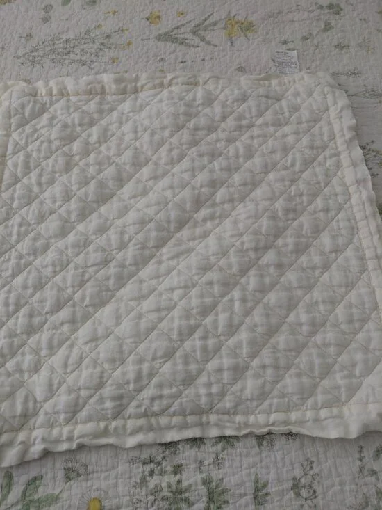 Pottery Barn Linen Quilted Sham Cover 27 x 28 Ivory Cream