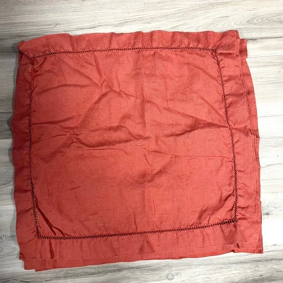 Pottery Barn 4‎ Pc. Square Terracotta 100% Linen Hemstitch Placemats 22
