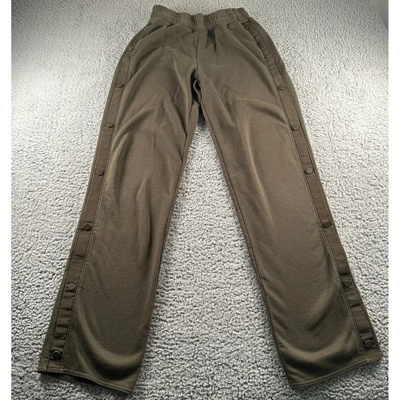 ALO Yoga Courtside Tearaway Side Snap Button Pant Womens Size S Olive‎ Lounge