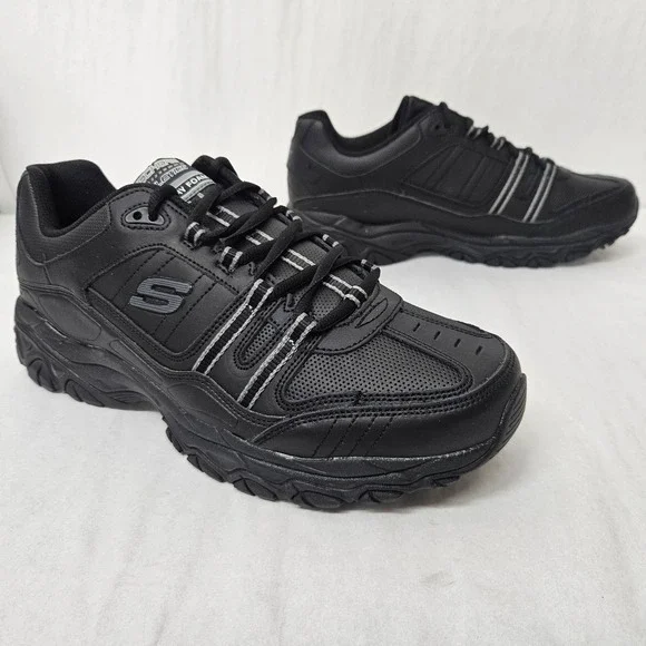 Skechers After Burn Strike On Training Shoe 50122/BBK Black Leather Mens Size 12