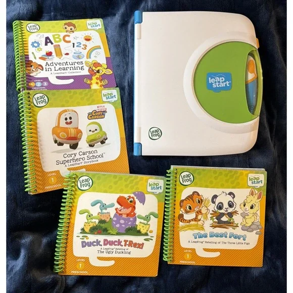 Leap Start Learning System With 4 Books Lot Works Preschool Fort Duck Carson ABC