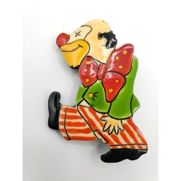 Vintage Enameled Clown Brooch Pin Colorful W. Germany