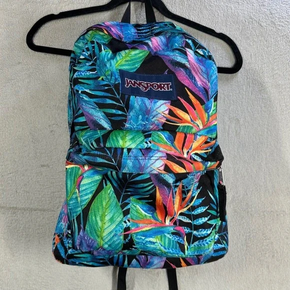 JanSport Superbreak Backpack Bookbag Vivid Paradise Tropical Print
