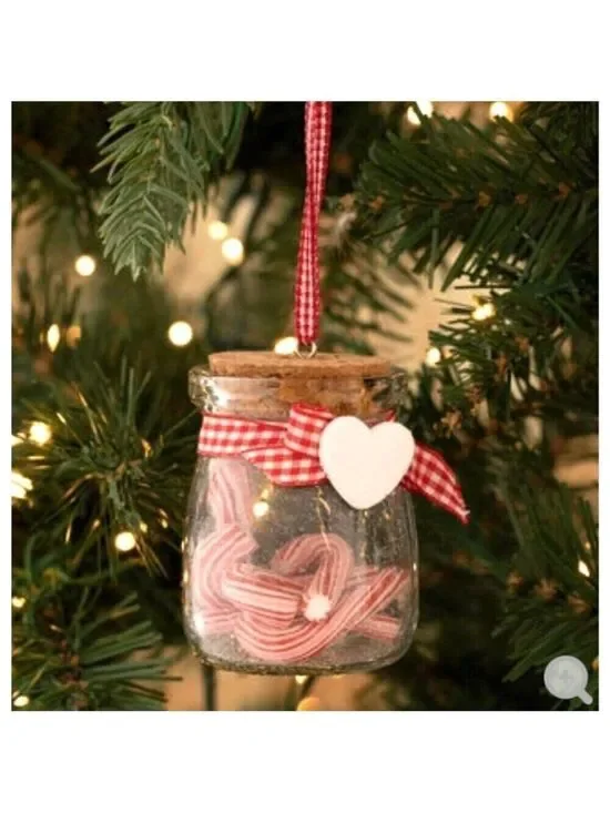 Realistic Candy Cane Jar Ornament Glass Jar 3