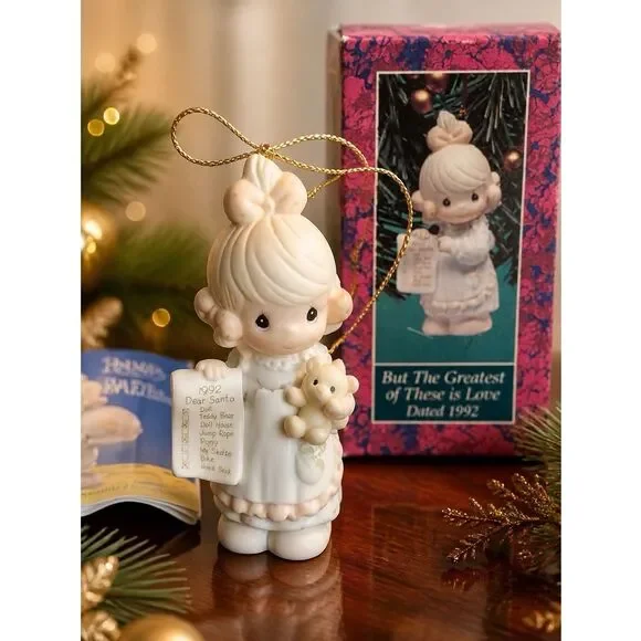 PRECIOUS MOMENTS CHRISTMAS ORNAMENT “But the Greatest of These is Love” 1992
