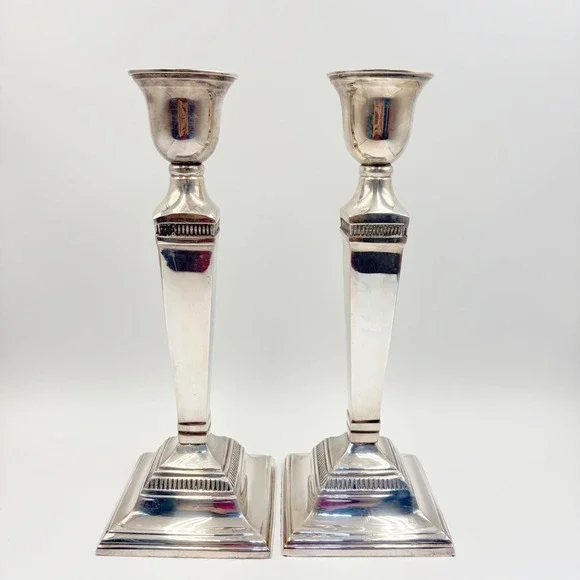 Pottery Barn Maxfield Hotel Silver Plated Taper Candleholder 11.25