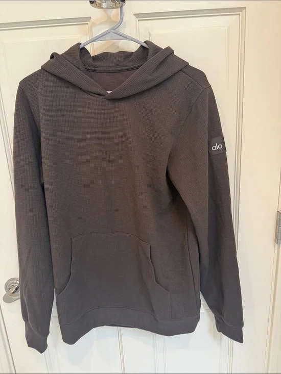 ALO Yoga  Waffle Knit Hoodie in Dark Brown