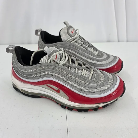 Nike Air Max '97 University Red Pure Platinum Men's‎ Size 9.5 921826-009 Read.