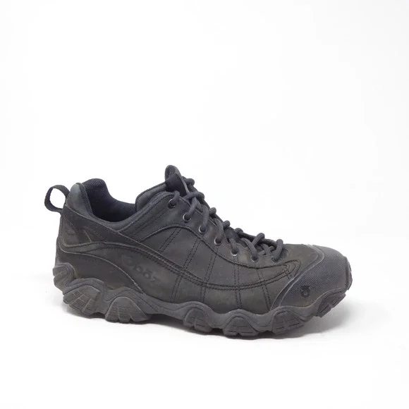 Oboz Mens Firebrand II Hiking Shoes Black Nubuck Leather 10.5