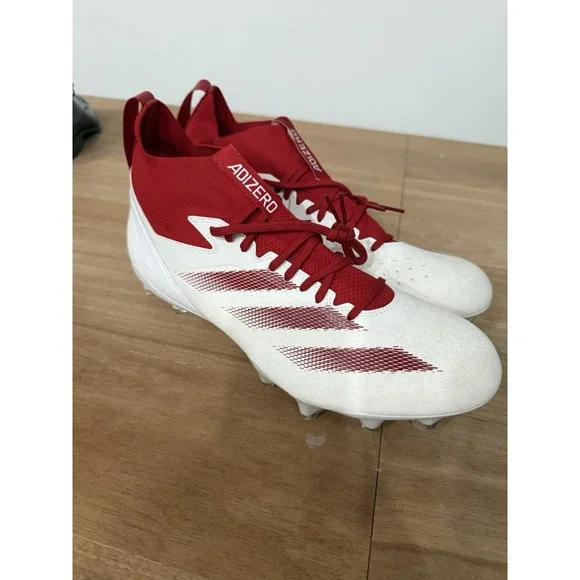 Adidas Adizero Impact+ Football Cleats‎ White Red Men's Size 15 Molded Stud New