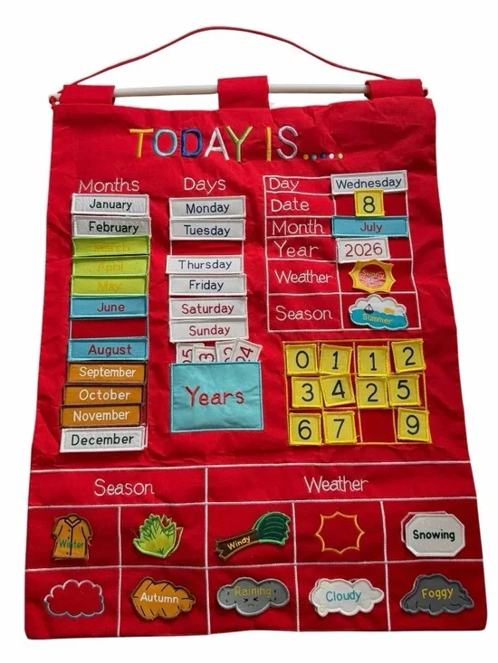 Alma's Design Today Is Children's Calendar Wall Chart, Red, 15