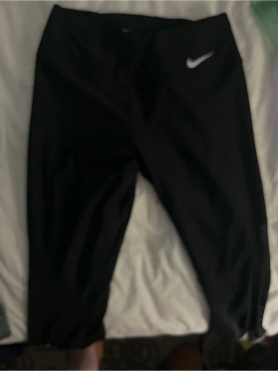 Nike Kids Black Leggings with White Swoosh