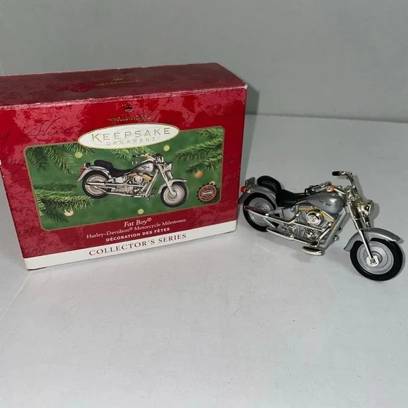 Hallmark Keepsake Ornament Harley-Davidson Fat Boy Motorcycle Milestones 1999