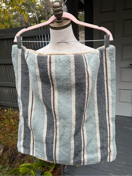 Pottery Barn Woven Blue and Gray Cotton Pillow Sham