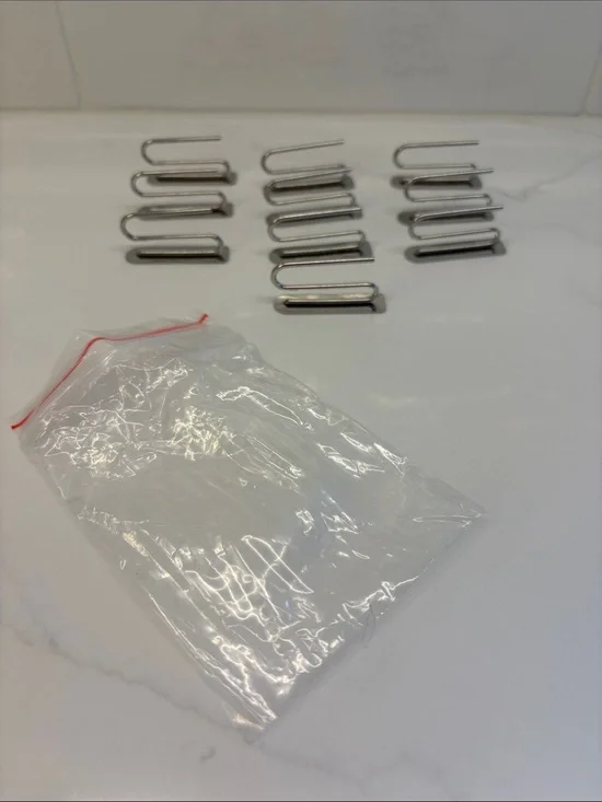 Pottery Barn Drapery Curtain Hooks 1.5” Silver Metal Slide Pins